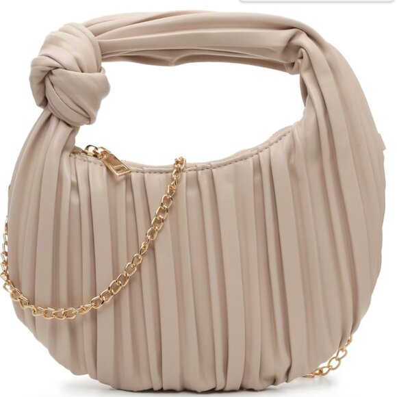 Cream Pleated Knot Handle Hobo Bag - Picture 1 of 4